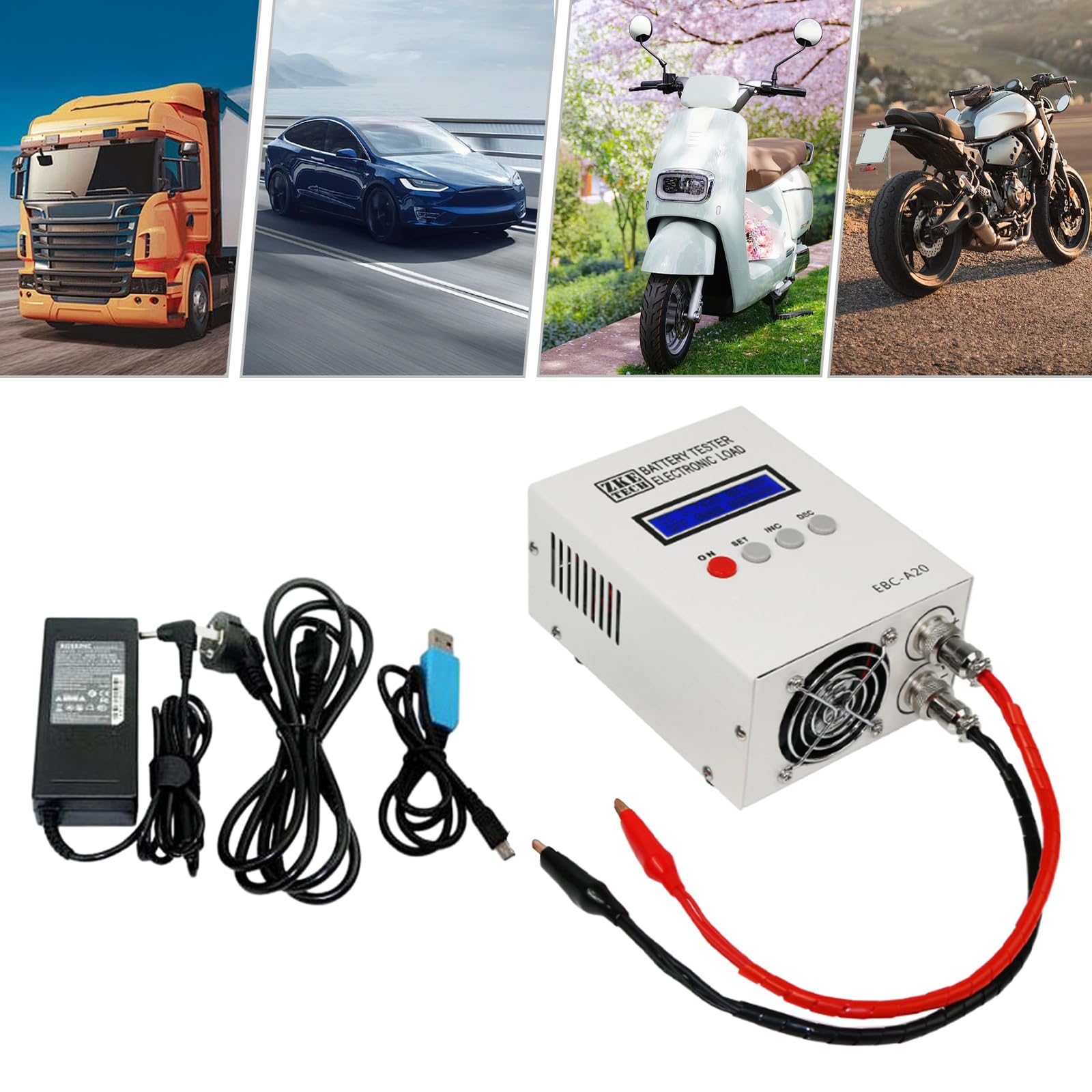 EBC-A20 85 W, tester pojemności baterii, tester pojemności baterii z funkcją ładowania i rozładowywania (ładowanie 5 A, rozładowywanie 20 A), miernik baterii do baterii litowo-ołowiowo-kwasowych