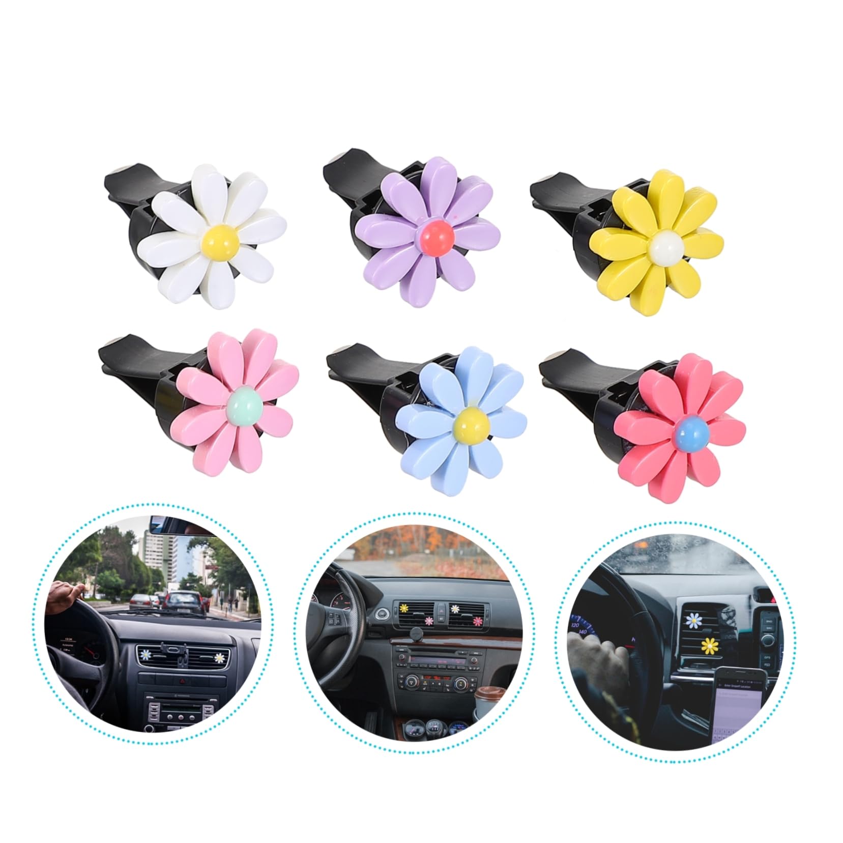 ULTECHNOVO 24sätze Daisy Auto Duft Clip Teiliges Und Stilvolle Auto Innenraum Dekoration Mit Duftfunktion Für Angenehme Atmosphäre Im Fahrzeug