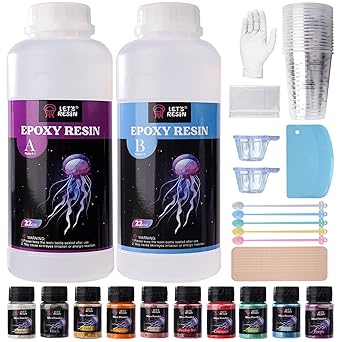 LET'S RESIN Epoxy Resin Starter Kit for Beginners, 44OZ Resin Art Kit for Craft,Fast Cure Resin for Coating,Jewelry,Tumbler,Paintings, Crystal Clear Casting Resin with Cups, Pigment Powder