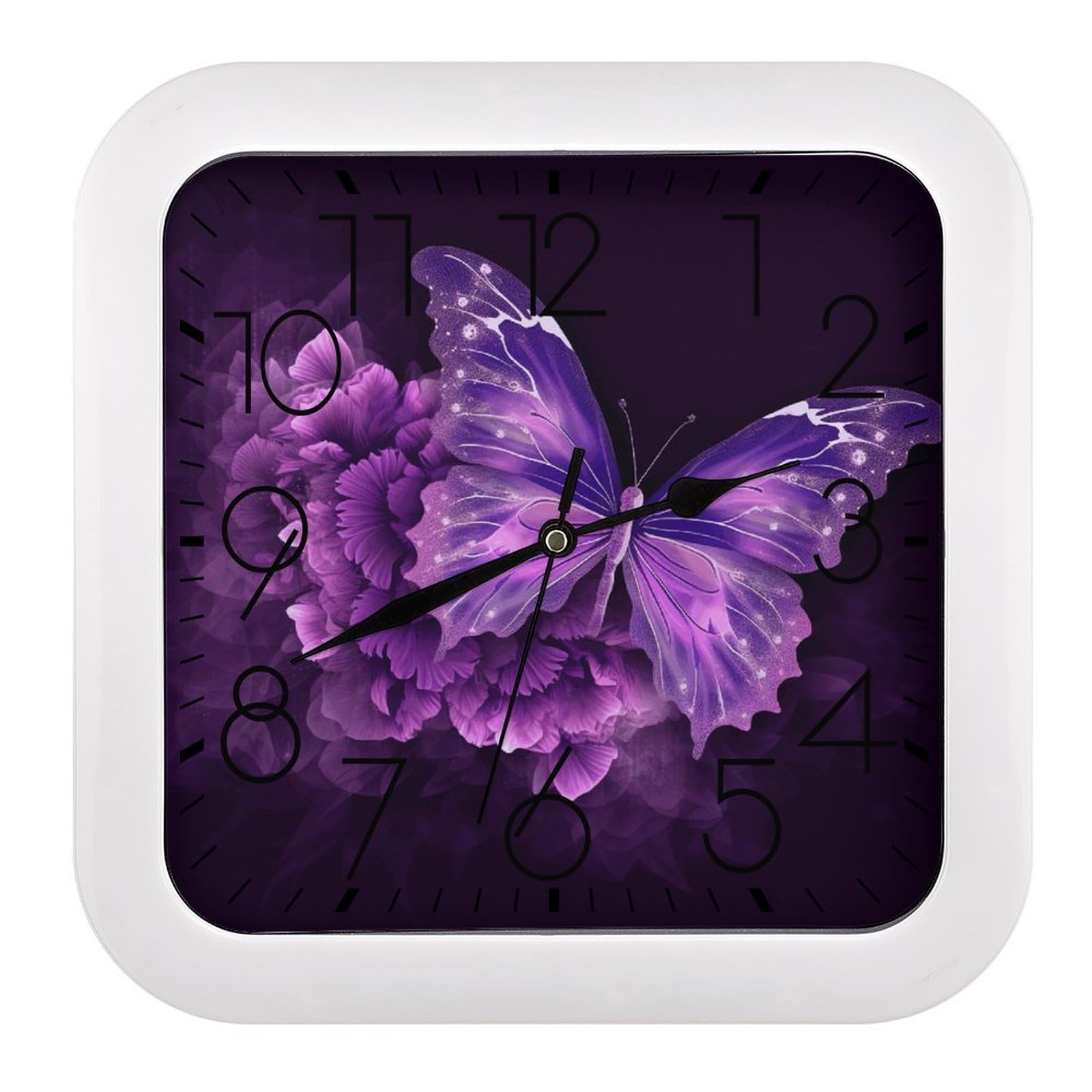 Horloge murale silencieuse motif papillon pour chambre à coucher zen et cosy