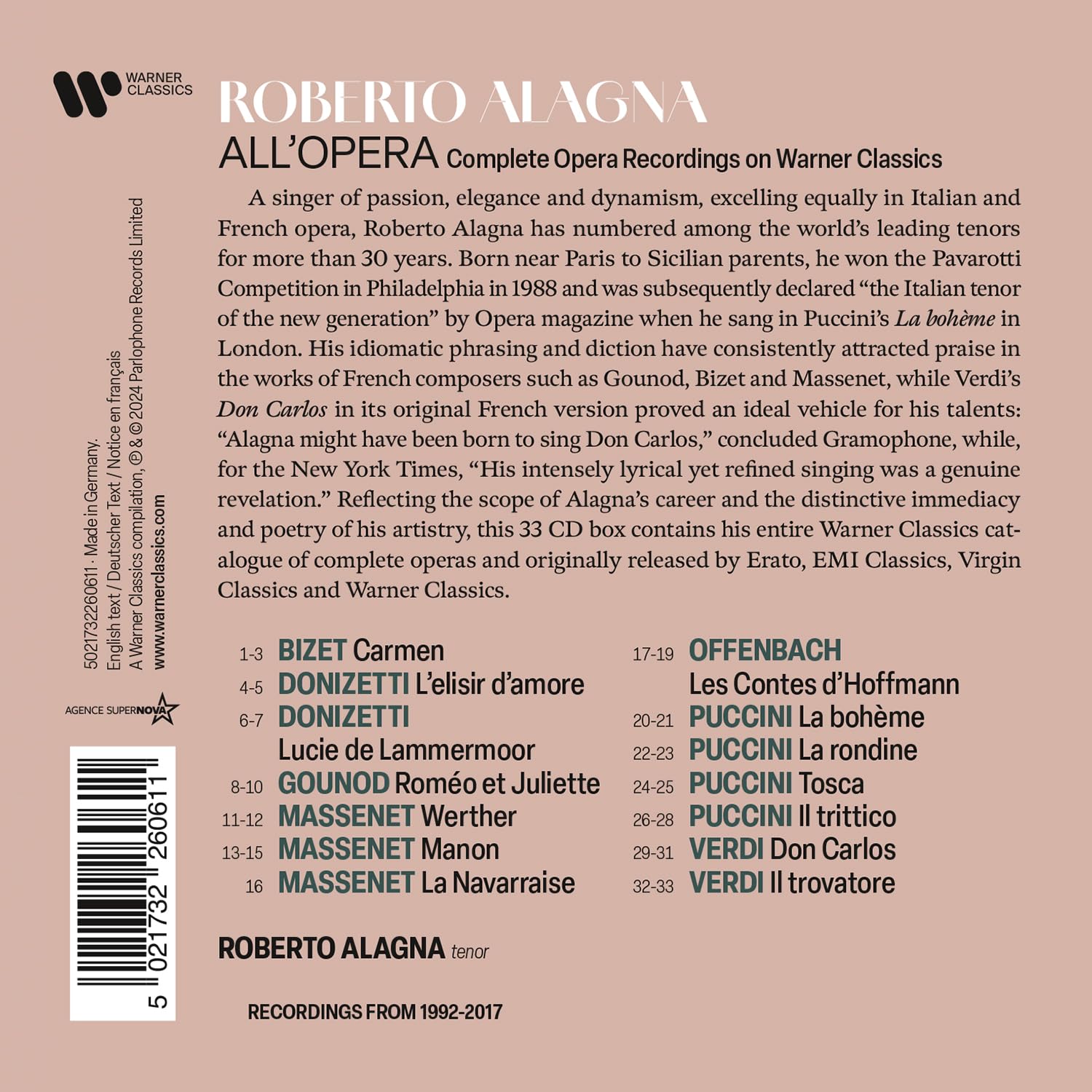 Robert Alagna: All'Opera (33CDs)