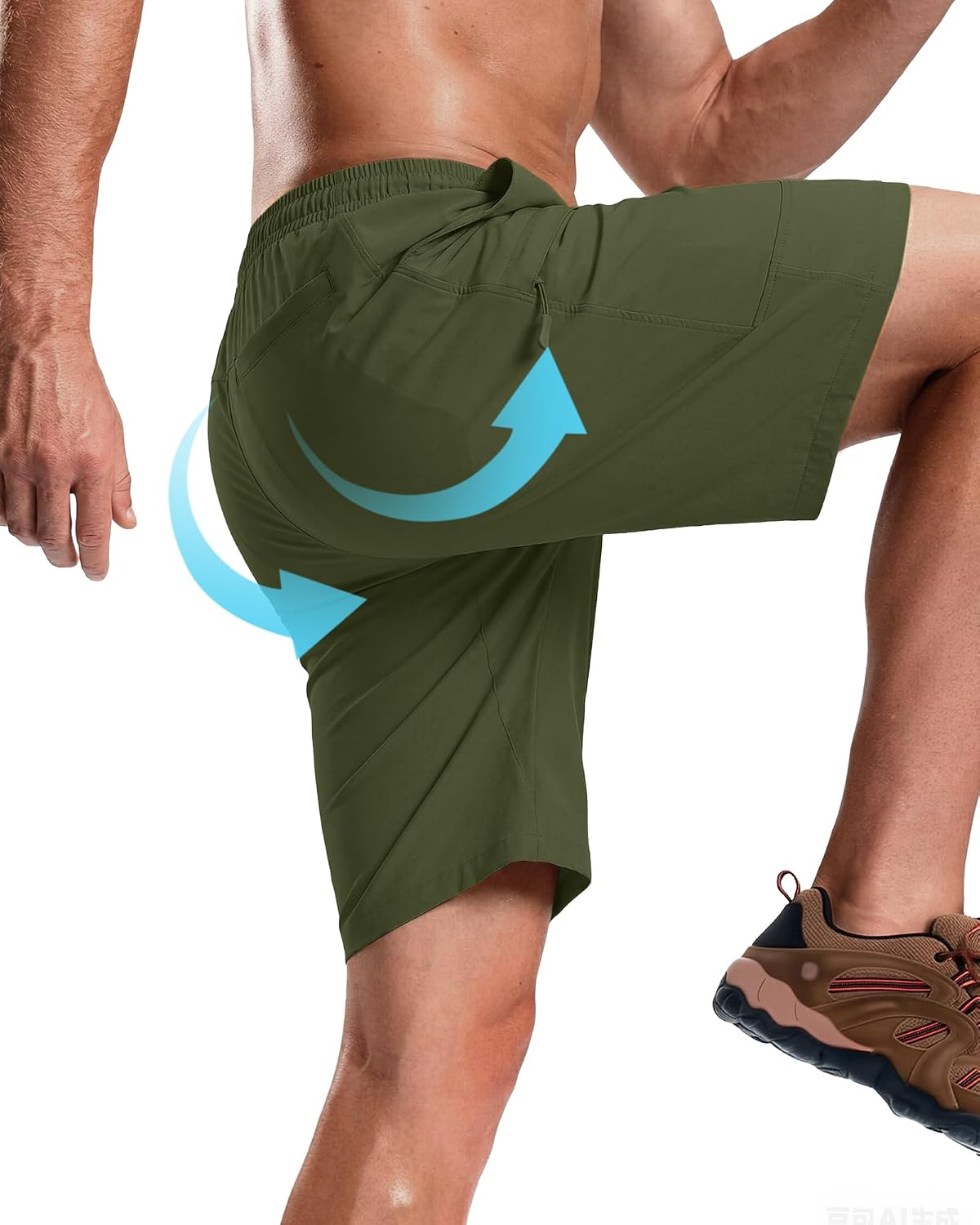 Men's Stretch Cargo Shorts Drawstring Elastic Waist Outdoor Work Hiking Athletic Shorts with 5 Pockets