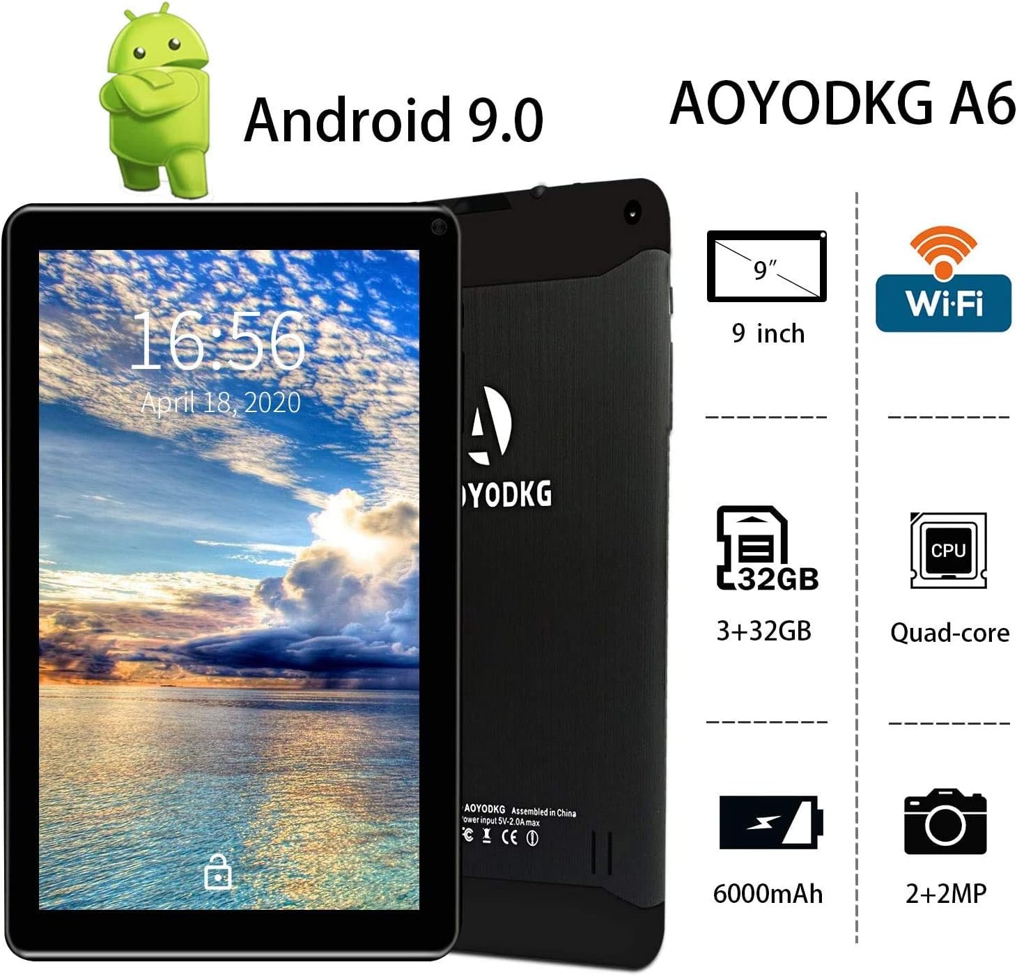 Free Shipping 🛒 Tablet 9 Inch with WiFi, 3GB/32GB /128GB Expand Android 9.0 Pie 8MP 8000mAh Bluetooth GPS Tablets Supports Netflix YouTube Facebook, Google GMS Certified