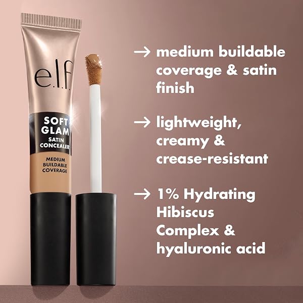 e.l.f. Soft Glam Satin Concealer, Medium Coverage Concealer for Blemishes and Dark Circles - Wrinkle Free - Long Lasting - Vegan & Cruelty Free - 20 Light Cool - 2