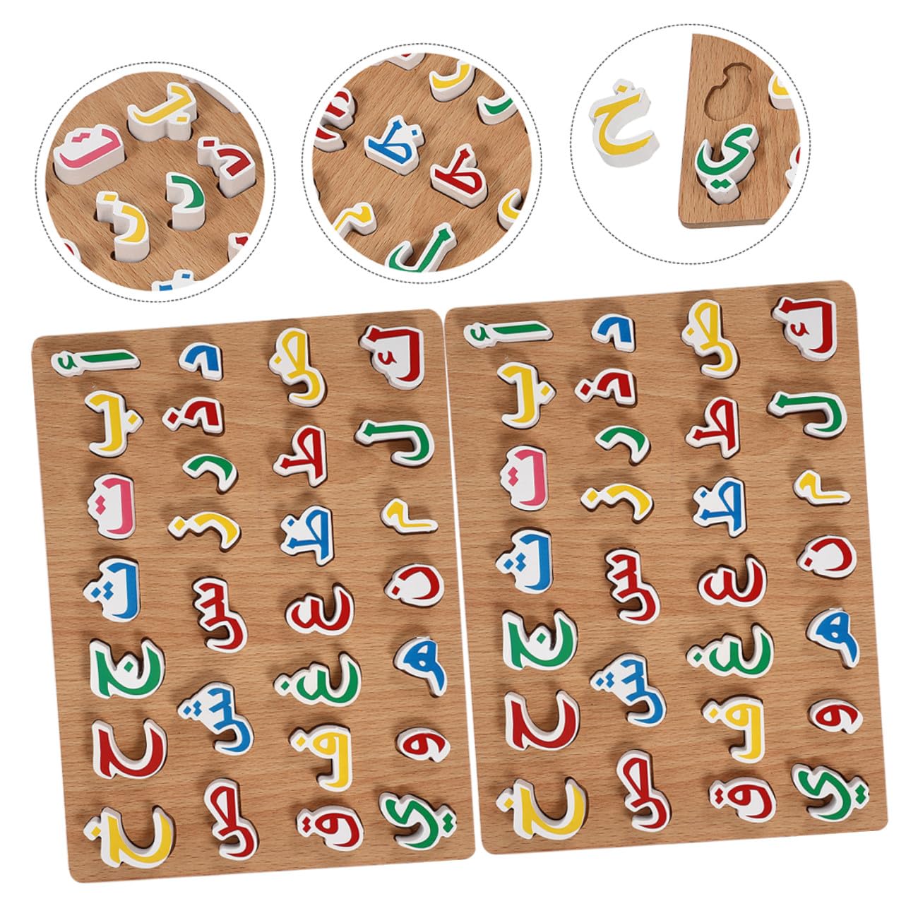 Puzzle in Legno 2 Set, Gioco Educativo per Bambini | Alfabeto Orientale, Presa Semplice e Bordi Lisci, Adatto a Scuola e Insegnamento Domestico