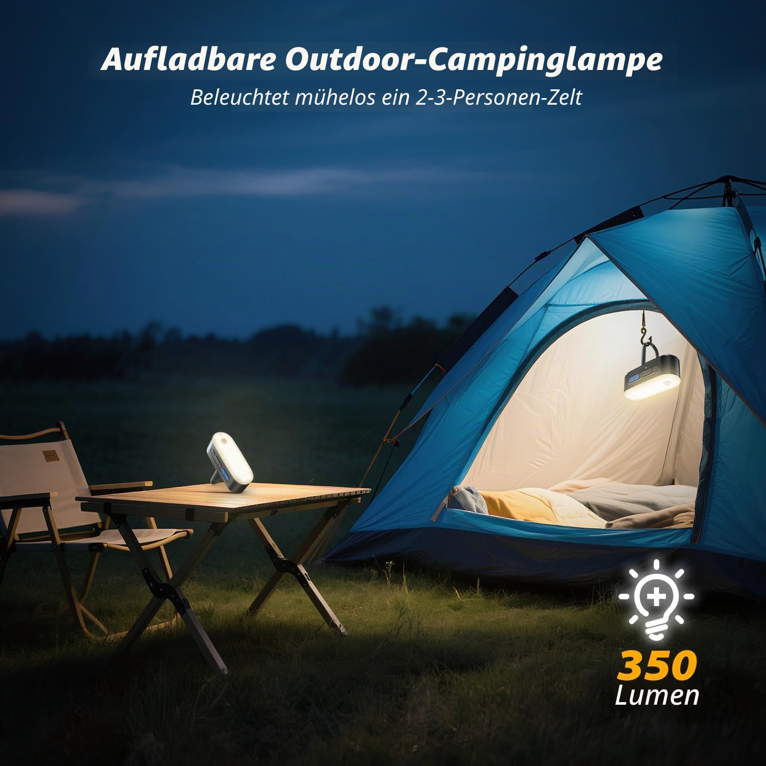 Bewegungsdetektor-Campinglichter, aufladbare Campinglaterne, tragbare hängbare Zeltlichter, IPX5-wasserdichtes Notlicht für Draußen, SOS-Modus, magnetische Arbeitslicht, 2 Stück