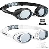 Seago 2 Pack Swimming Goggles Anti-fog Anti-UV Silicone Swim Goggles Adult Women Men