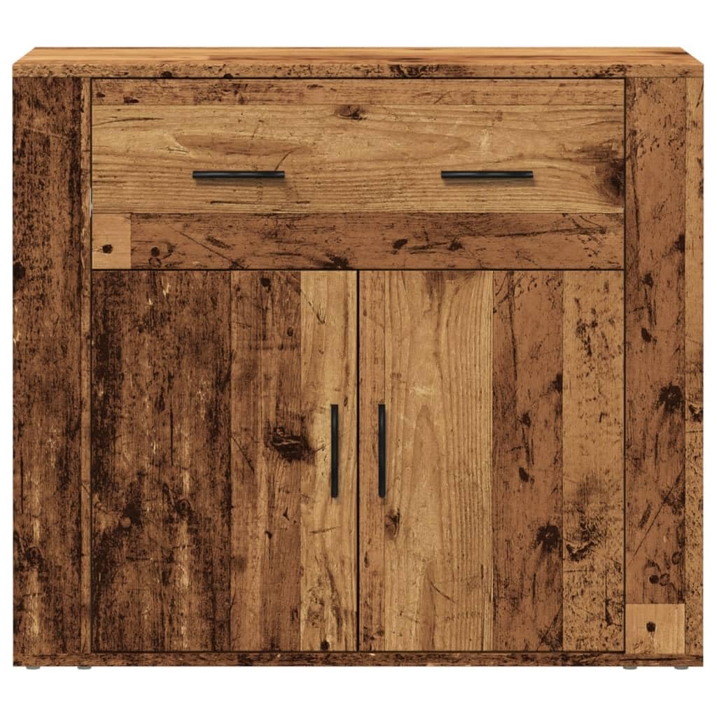 Homgoday Kredens stary drewniany 80 x 33 x 70 cm z płyty wiórowej, meble nocne do sypialni, szafka nocna do sypialni, szafka nocna do sypialni, szafka podłogowa STYLE857075