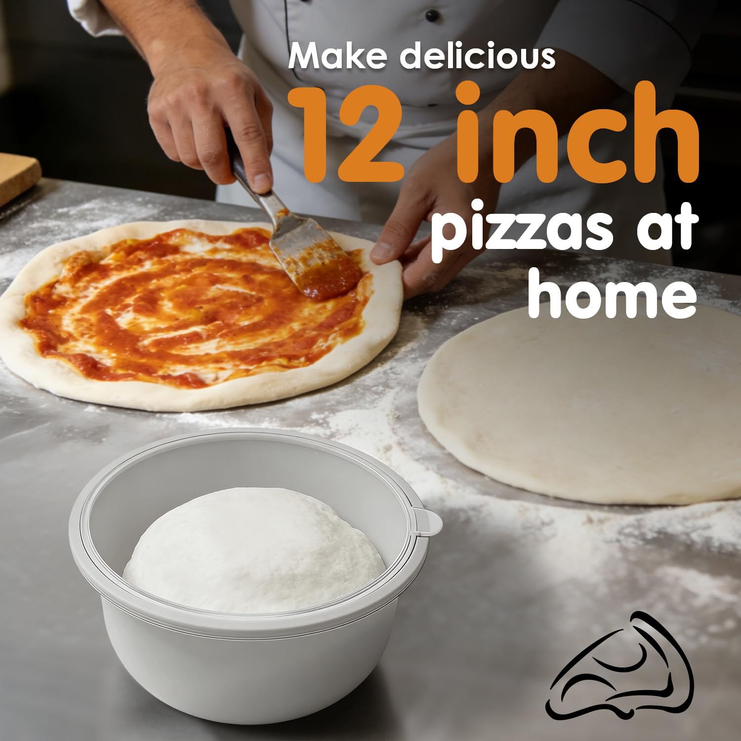 3 contenitori impilabili in silicone per pasta per pizza e pizza, con coperchio, scatola per prove di pasta per pizza da 700 ml (grigio)