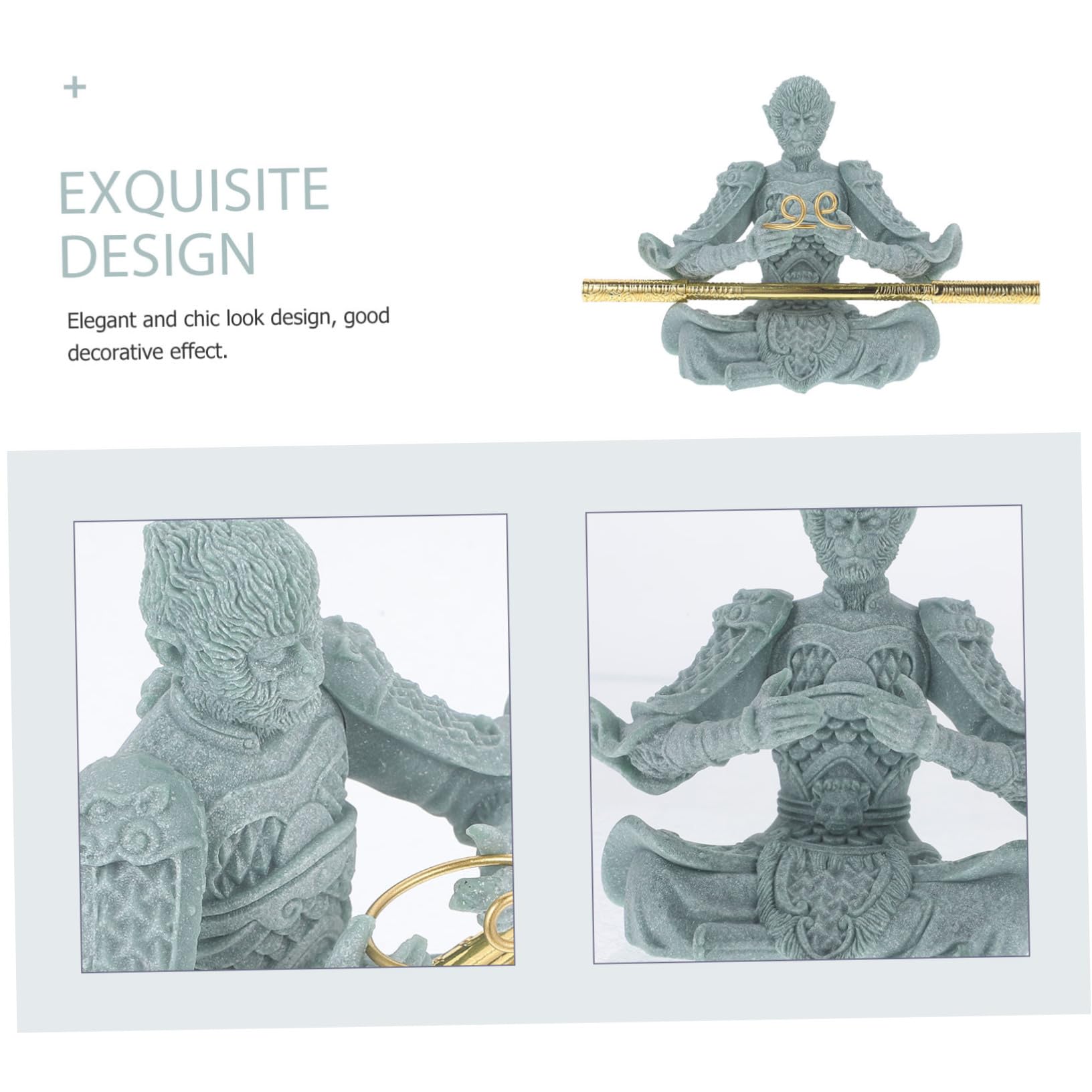 PRETYZOOM 3 Piezas De Estatuas De Mascota De Té Wukong Lindas Figuras De Animales Accesorios De Esqueleto Animales De Imitación Pata Paisaje Mono Figura Decorativa Arenisca
