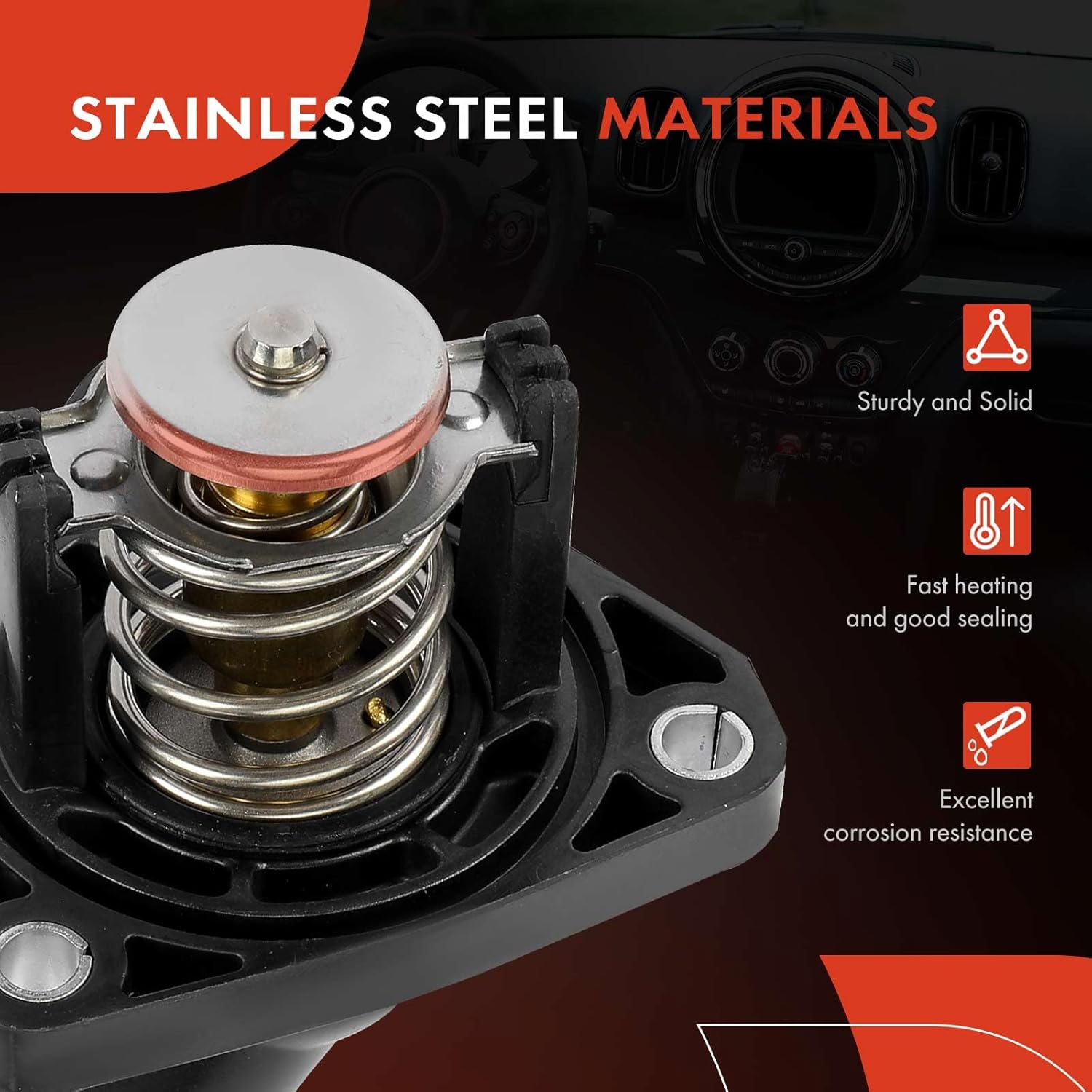 A-Premium Engine Coolant Thermostat Housing Assembly Compatible with Toyota Tacoma 2005-2015, Tundra 2005-2014, 4Runner 2003-2022, FJ Cruiser 2007-2014, 4.0L, Replaces for 1603131010, 1603131011