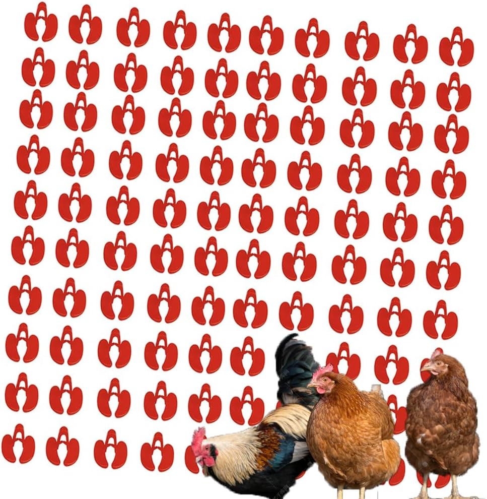 Poultry Blinders Spectacles Anti-Pecking Anti-pecking goggles for chickens, chicken goggles, peeps, chicken anti-pecking glasses, poultry goggles, plastic glasses box(Small, Medium, Large) 150pc red l
