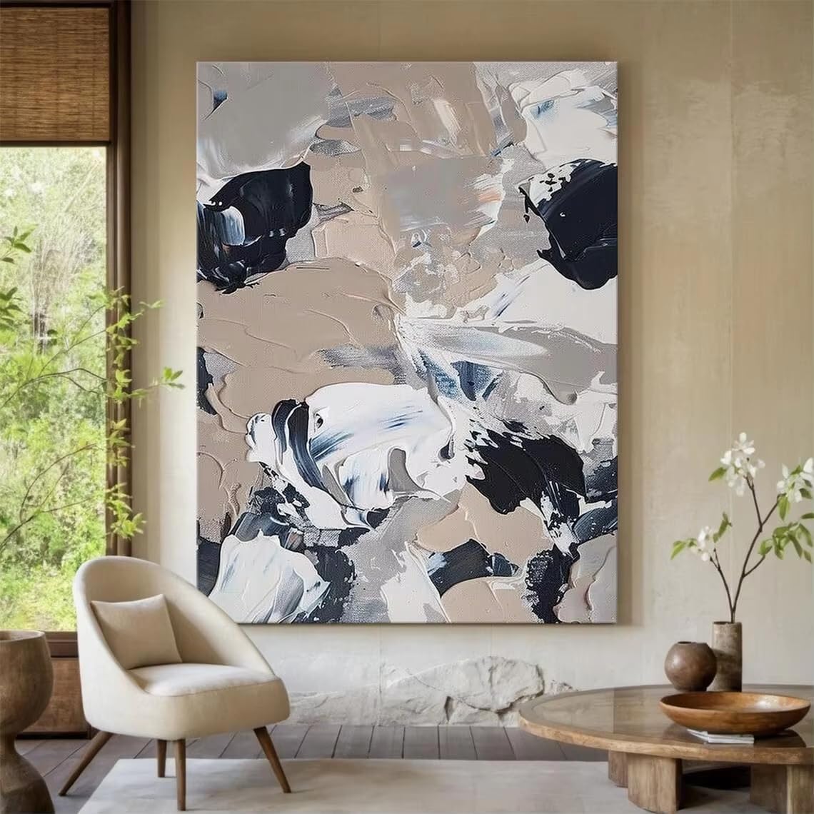 AEFOUU Brown Abstract Painting Wall Art Minimalist Painting Neutral Abstract Art Lare Earth Tone Modern Painting Home Decor(70x100cm/28x40in/Frameless)