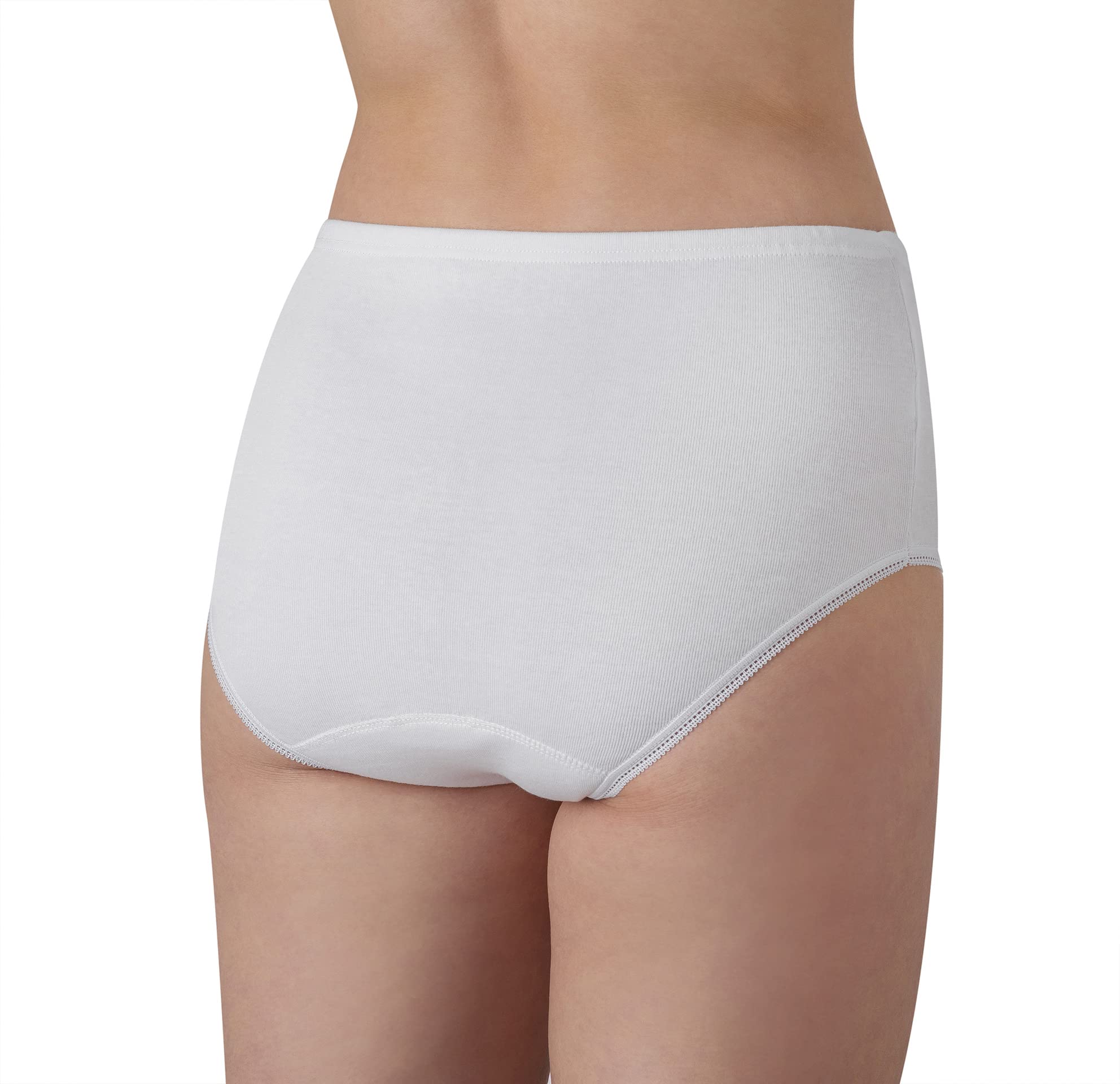 Felis Confezione da 6 Culotte Donna Classica a Vita Alta Cotone Costina con Pizzo, Mutande Donna Bianche, Traspiranti e comode, Persone anziane, sgambate, Taglie Forti