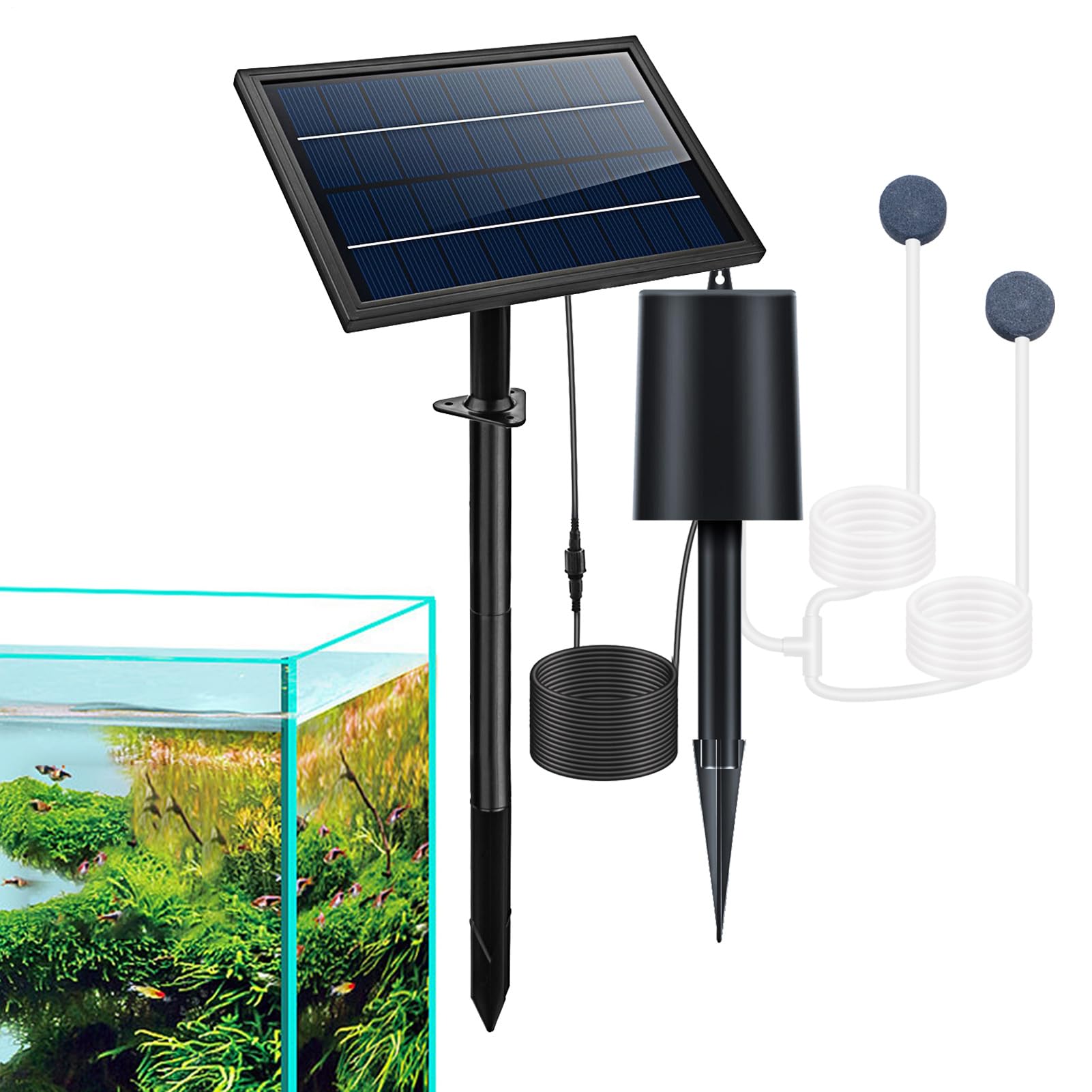 Aerator para estanque, estanque - 3 modos de oxígeno de acuario | Agua 9v6W, estanque ajustable para acuario de jardín