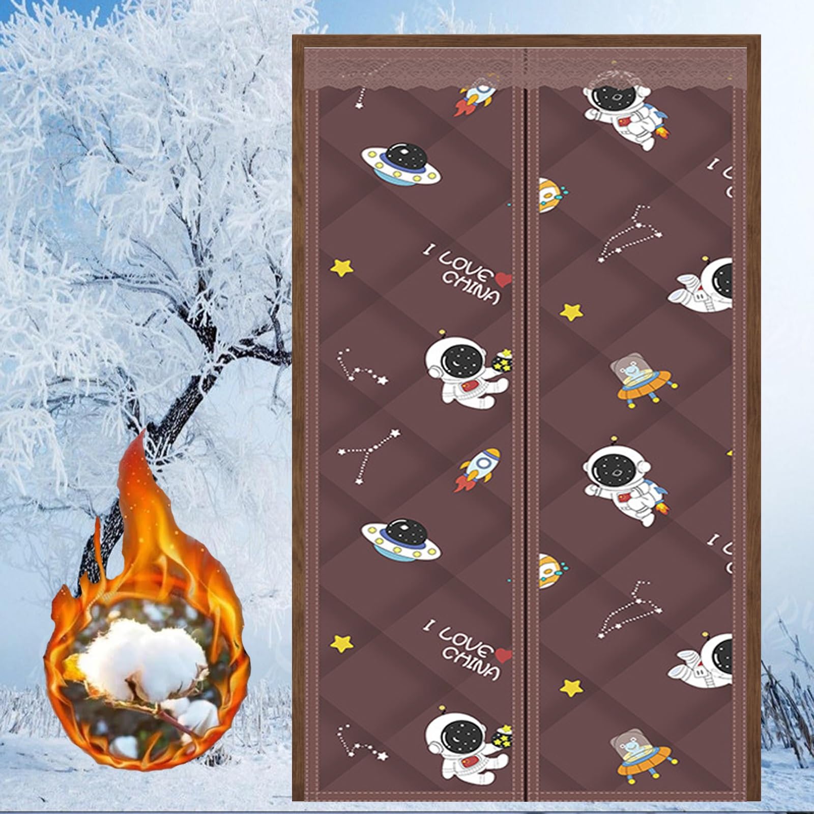Rideau thermique 60 x 300 cm magnétique pour isolation porte