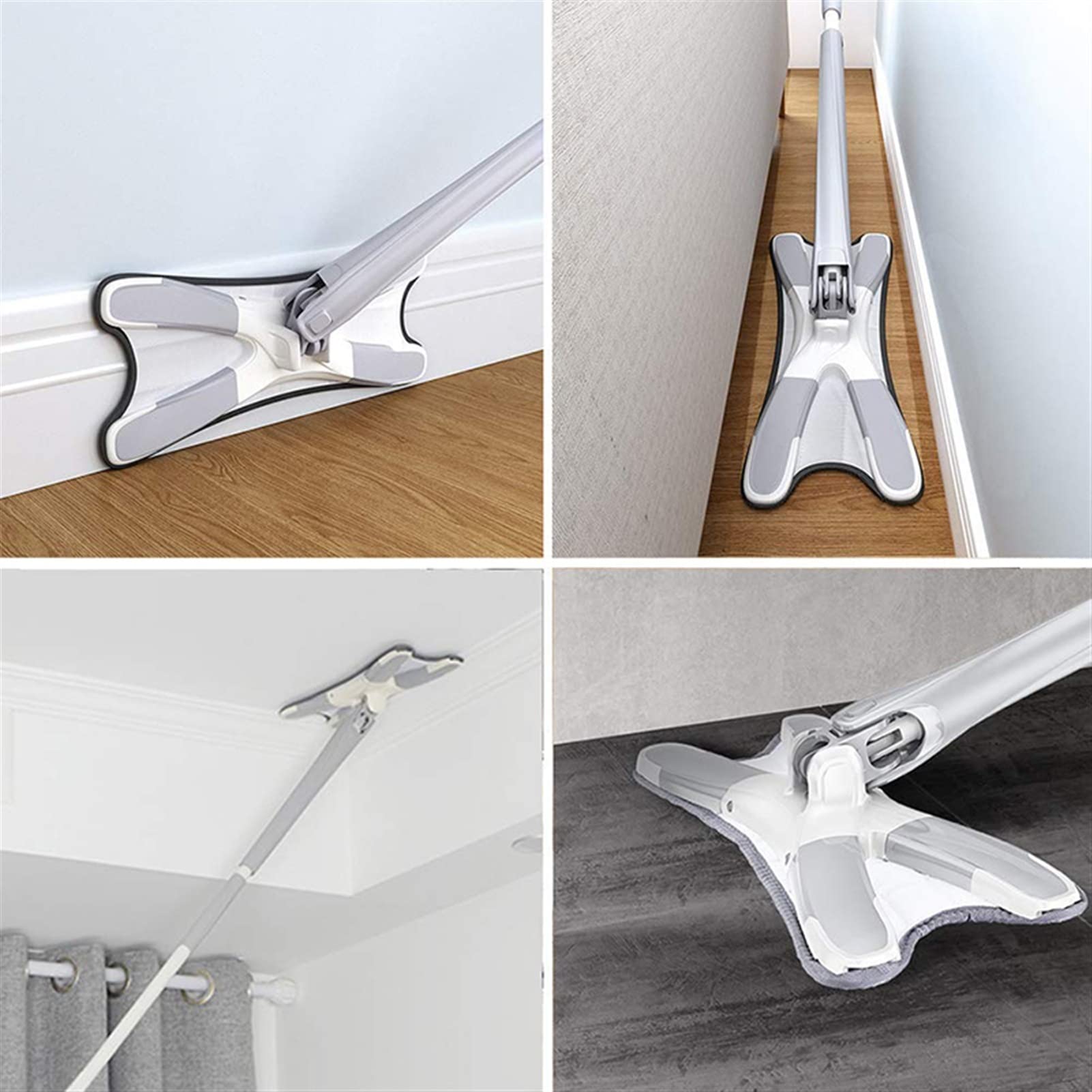Fregona Fregona de compresión de tipo X con 6pcs almohadillas de microfibra reutilizables de 6pcs 360 grados Piso plano MOP Inicio Reemplace las herramientas de limpieza de hogares sin manos libres Mo
