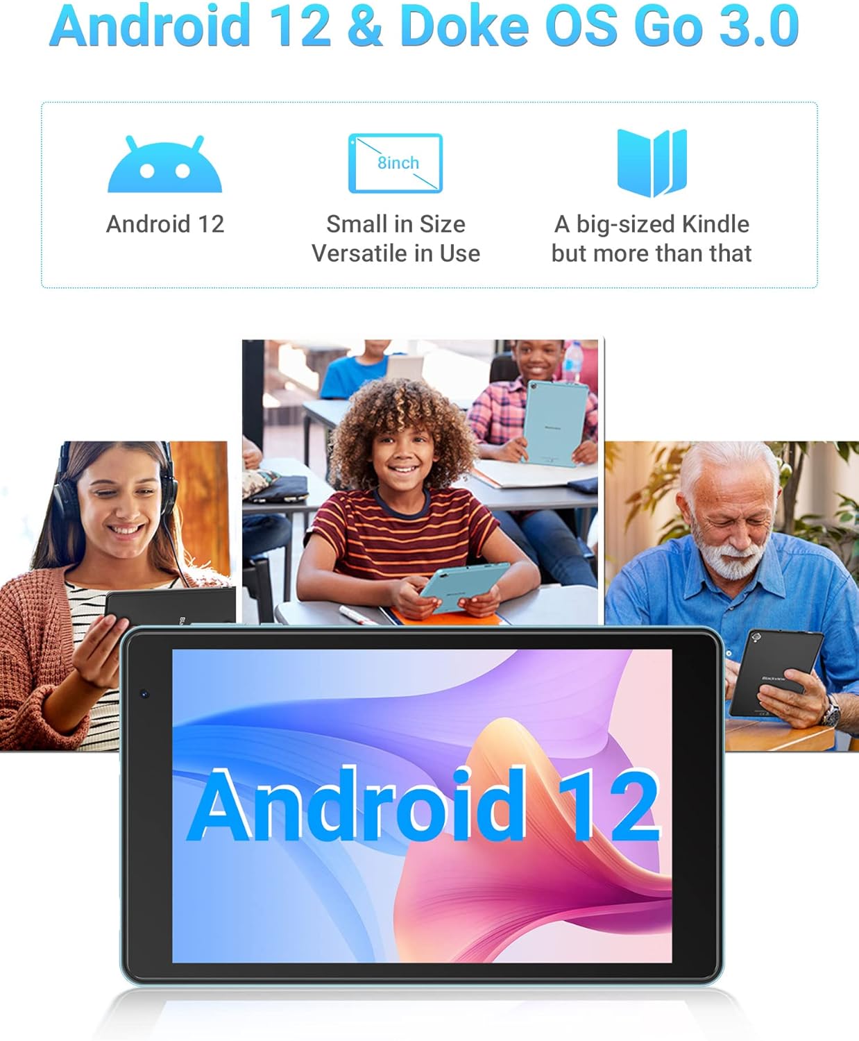 Blackview Tab 5 Tablet Android 12 Tablet 8 Pollici, Quad-core 5GB RAM+64GB ROM(1TB TF), Batteria 5580mAh, Fotocamera 0.3MP+2MP, 1280 * 800, WIFI Bluetooth Type-C Dual Box Speakers OTG Grigio Blackview Tab 5 Tablet Android 12 Tablet 8 Pollici, Quad-core 5GB RAM+64GB ROM(1TB TF), Batteria 5580mAh, Fotocamera 0.3MP+2MP, 1280 * 800, WIFI Bluetooth Type-C Dual Box Speakers OTG Grigio