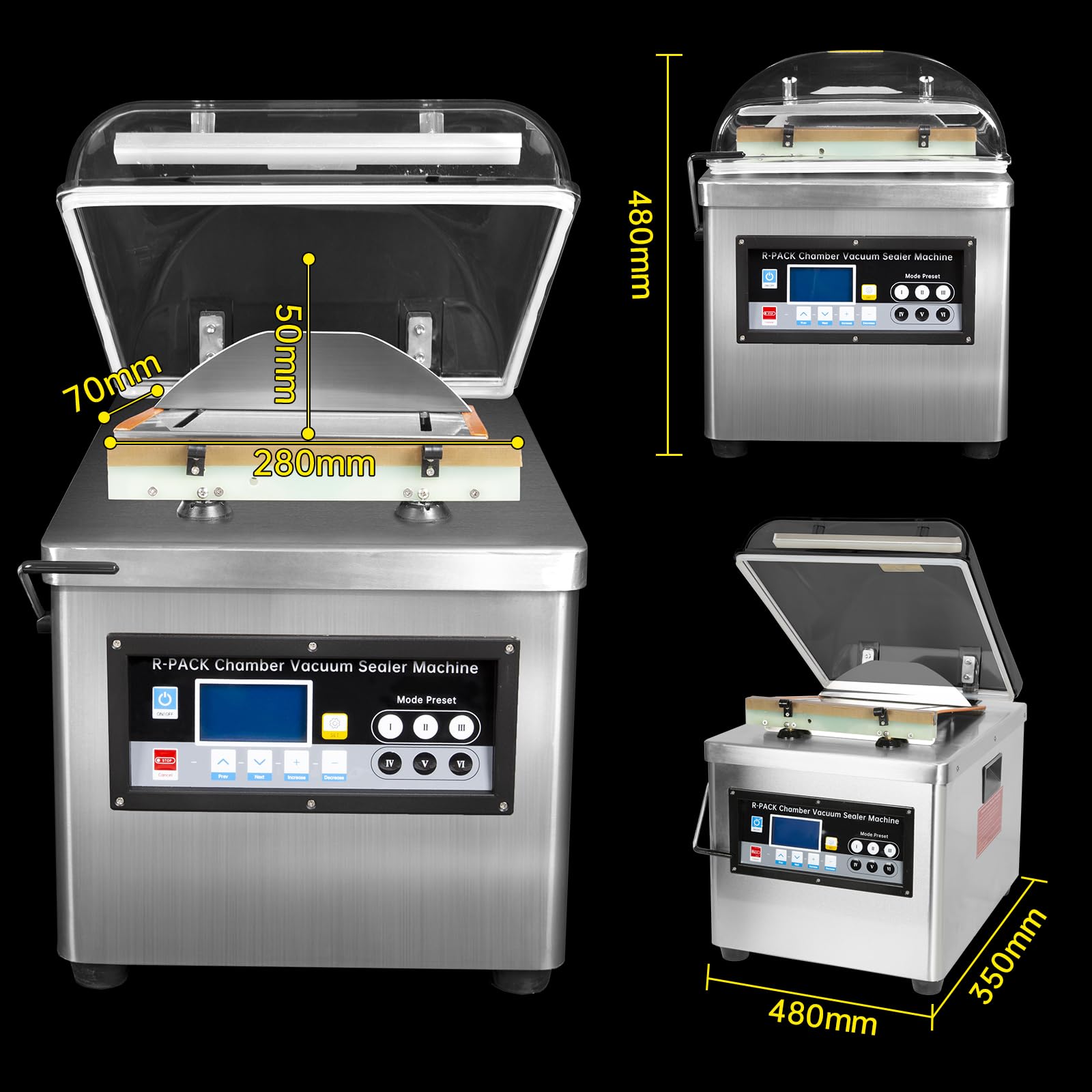 Sellador al vacío de cámara, perfecto para alimentos húmedos, líquidos, polvos y videos de sous, almacenamiento de alimentos, aplicado en la cocina doméstica y uso comercial