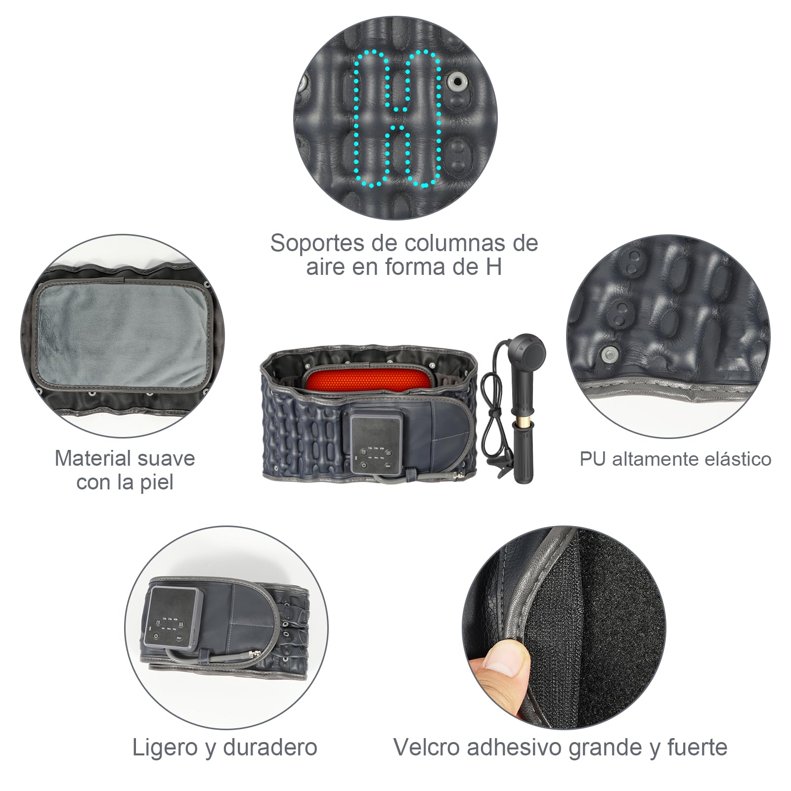 Cinturón de espalda de descompresión con almohadilla térmica inalámbrica para alivio de espalda y soporte lubricante