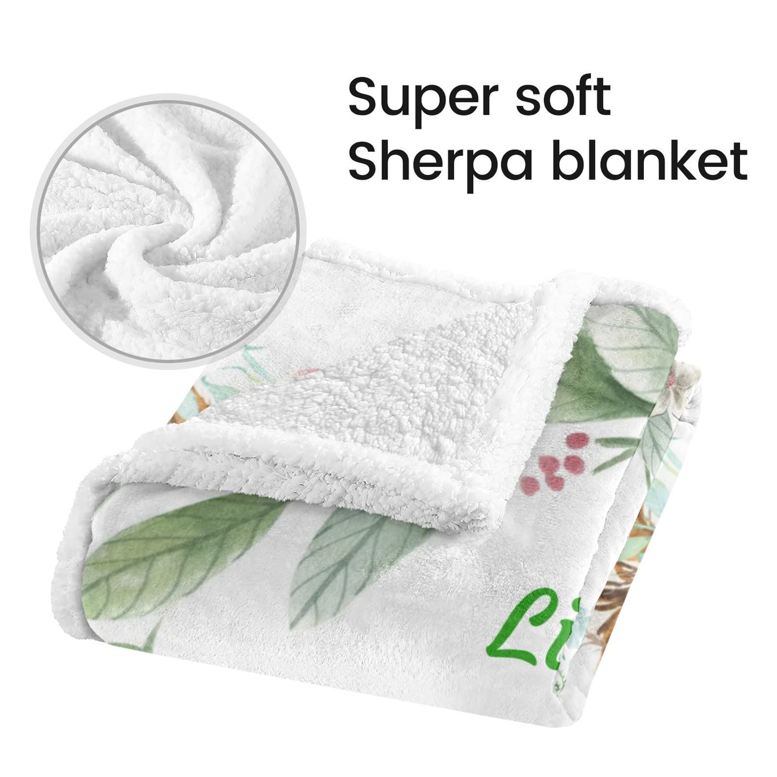 Personalized Baby Blanket - 30"x40" Soft Floral Deer Design, Custom Name, Minky & Fleece - View #4