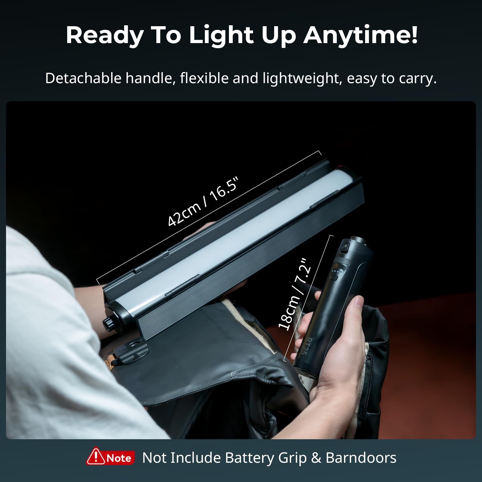 SMALLRIG RT25 RGB Tube Light Stick, Bacchetta Luminosa a LED Portatile RGBWW da 25 W (Max), Barra Luminosa Impermeabile IP54, CRI96+, TLCI98+, 2500-10000K, Illuminazione per Fotografia - 4343