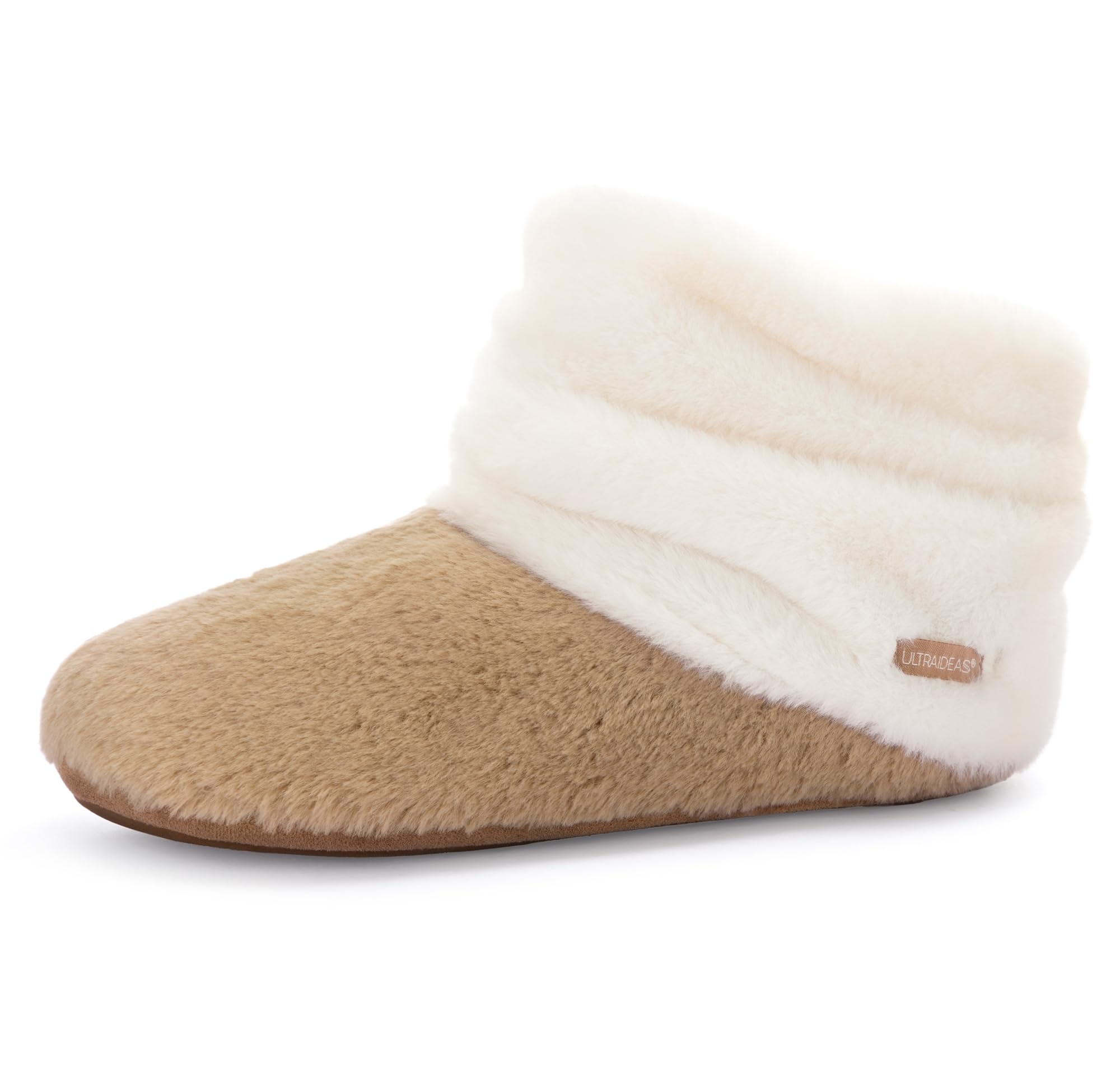 ULTRAIDEAS Women's Memory Foam House Shoes with Fuzzy Collar, Fur Lined Warm Bootie Slippers with Non Slip Sole for Indoor