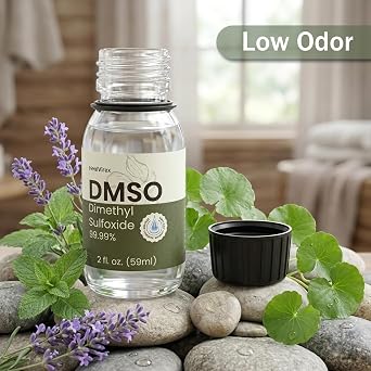 99.99% Pure DMSO Liquid - 4 fl oz High Purity Dimethyl Sulfoxide Solvent - Crystal Clear Glass Bottles with Separate Dropper - Low Odor Formula for Extractions & Lab Use