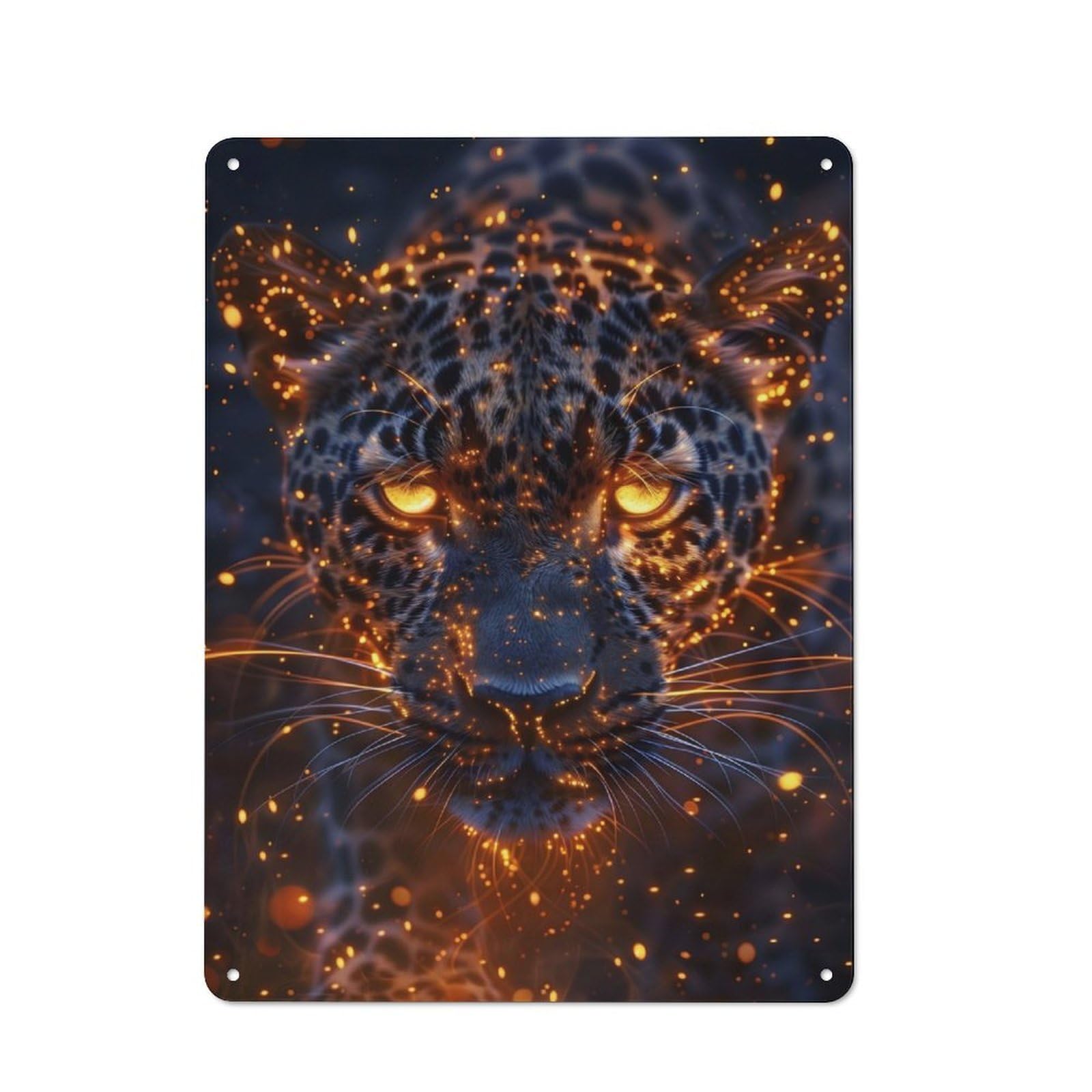 Junmoney Fiery Glare Leopard Industrial Decorative Metal Plaque 40X30cm, Studio Wall Art For Flat, Bar, Studio Or Gallery Wall