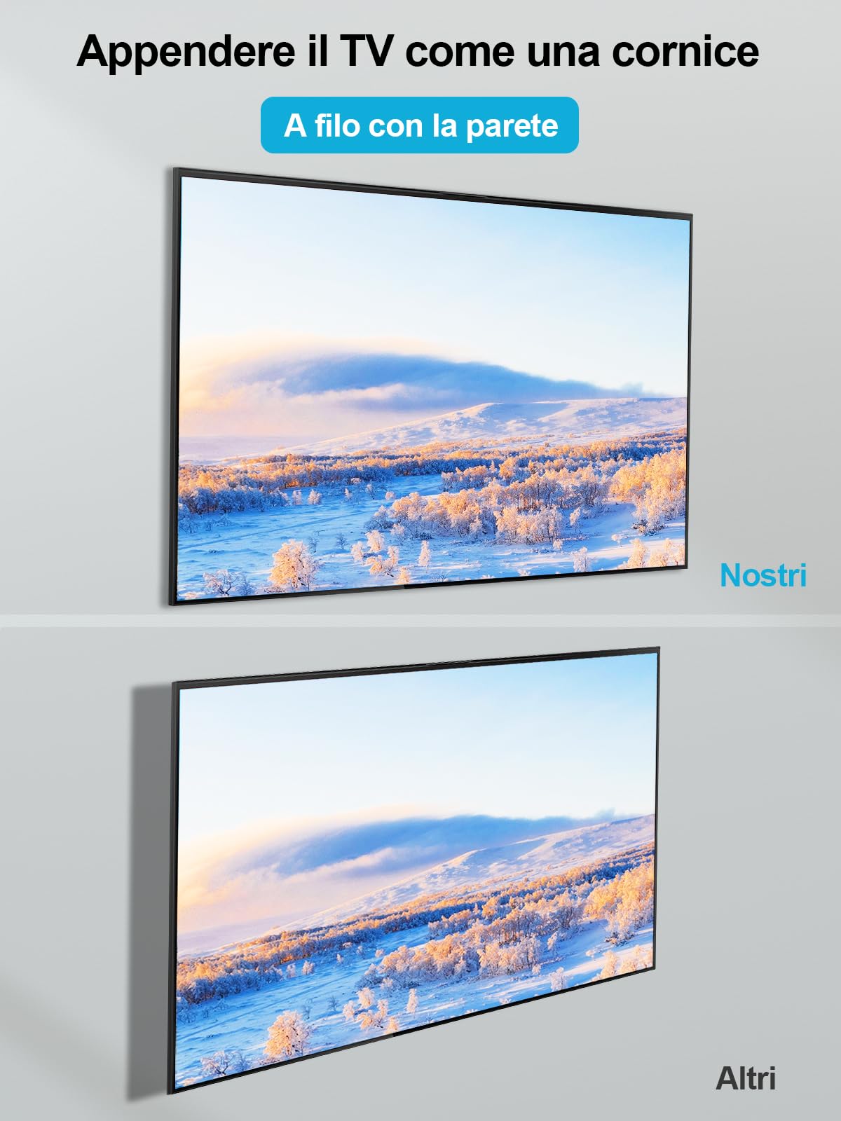 Supcline Supporto da Parete per TV Ultra Sottile Compatibile con TV Piatti e tvs a Cornice 4K LED LCD QLED da 14”-80”, Staffa tv a Basso Profilo, Aspetto Minimalista, Sostiene Fino a 45KG