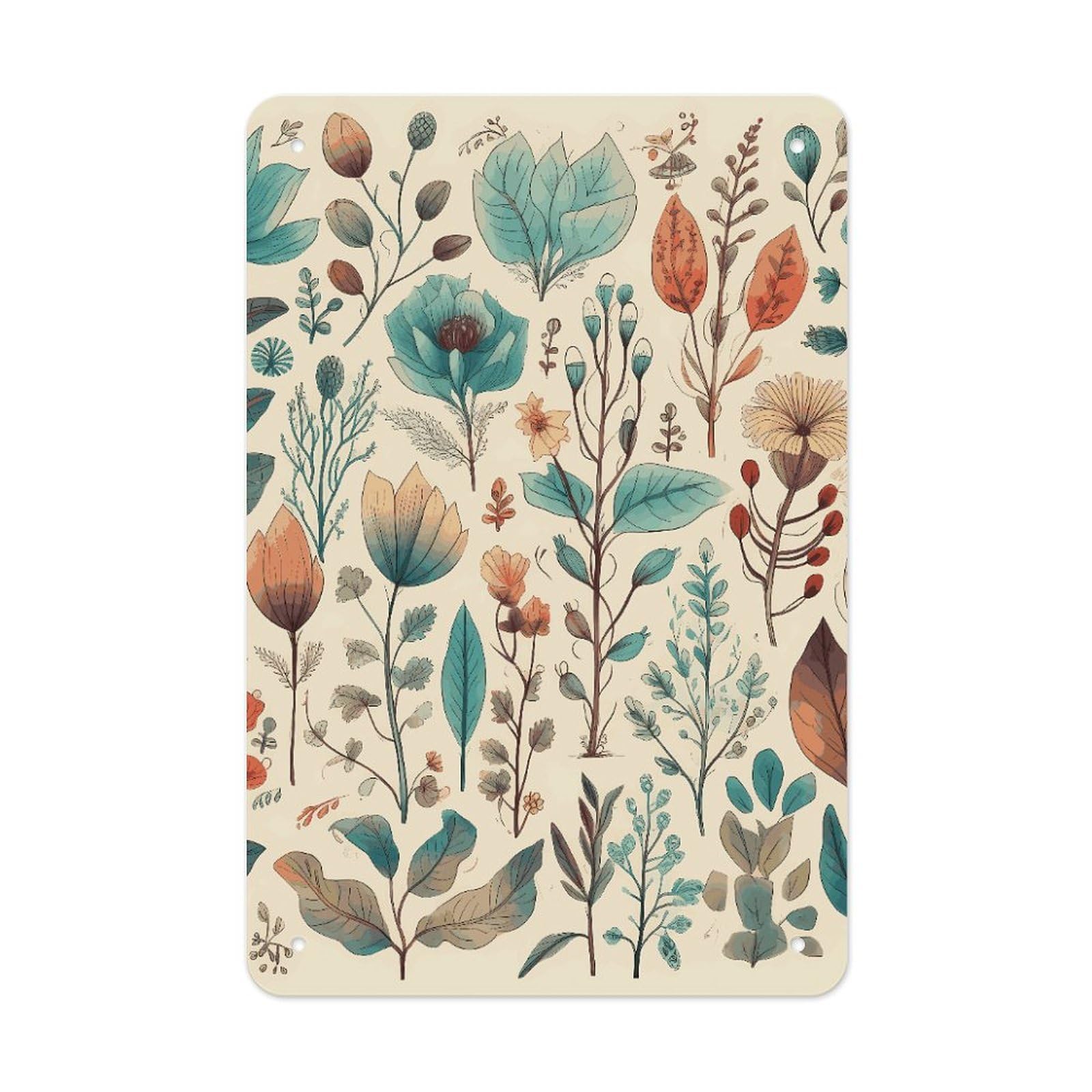 QMNLKH Flowers And Leaves Plaques for Wall Decor, Personalized Metal Tin Sign for Home, Multifunctional Poster for Office, Fashion Painting for Hallway, Wall Art Pictures, 7.9x11.8Inch