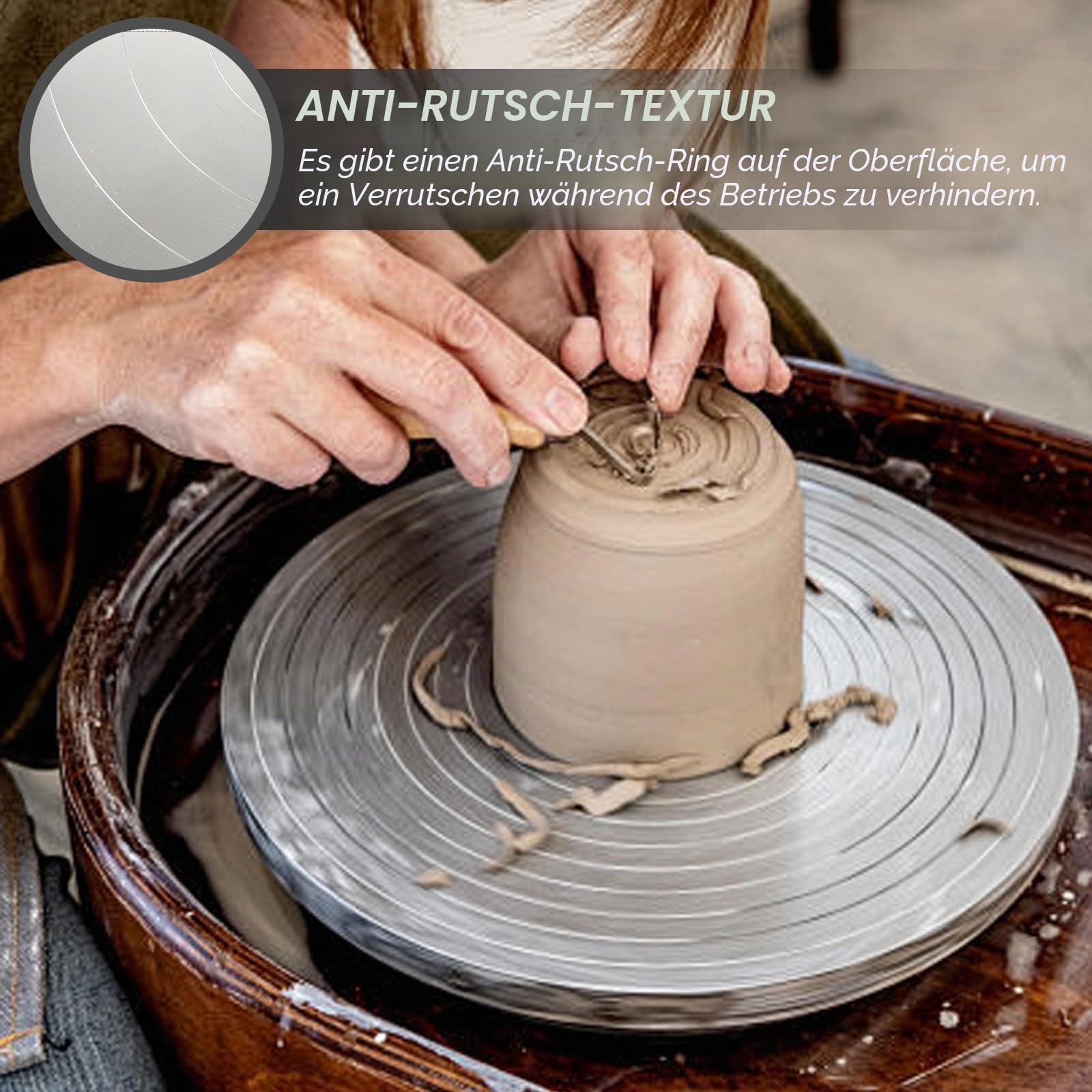 Töpferscheibe, 25cm Aluminium Drehscheibe Craft Clay Drehteller, 360° Rotating & Non-Slip, Doppelseitiges Töpferrad, DIY Tonwerkzeuge Doppelseitige Kuchenkeramik-Drehscheibe für Keramik Ton Skulptur