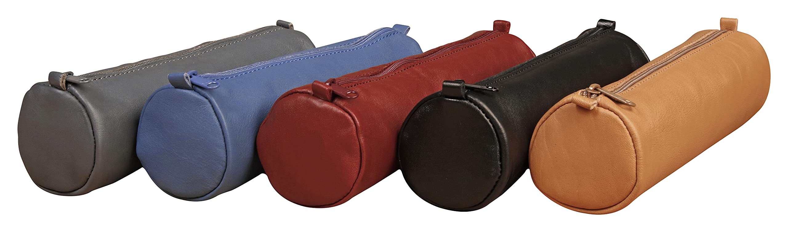 Clairefontaine - Ref 77015C - Age Bag Leather Round Pencil Case - 21 x 6cm in Size - Suitable for Storing & Transporting Pencils, Pens & Accessories - Random Colour