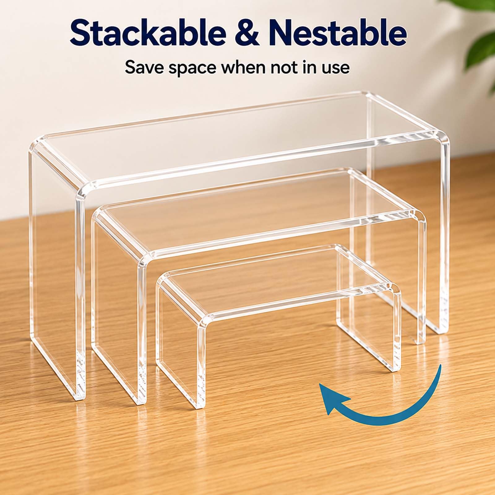 Espositore Rialzato in Acrilico a Forma di U Trasparente Mensola Portaoggetti da Banco Supporto Organizer per Scrivania Ufficio Negozio e Casa,35cm*10cm*20cm