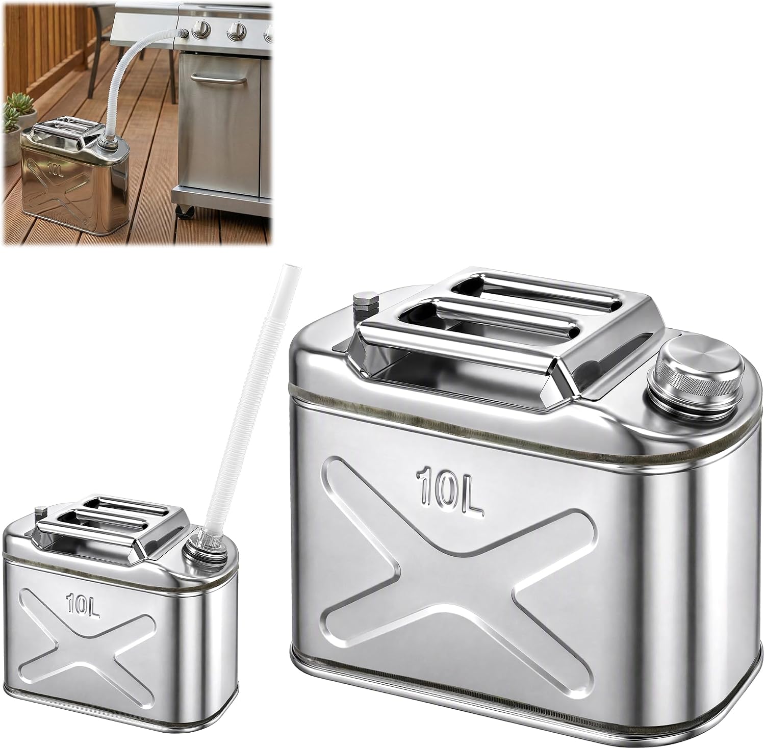 2.6 gal Cooking Oil Storage Container with Strainer Fryer Drain Hose
