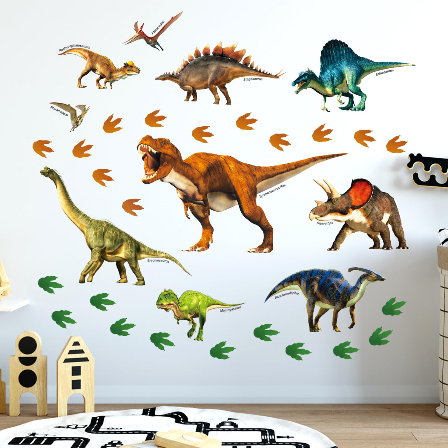 Adesivi Murali Dinosauri Wondever Per Camerette - Decorazione Bambini Con Animali E Alberi 164x83cm