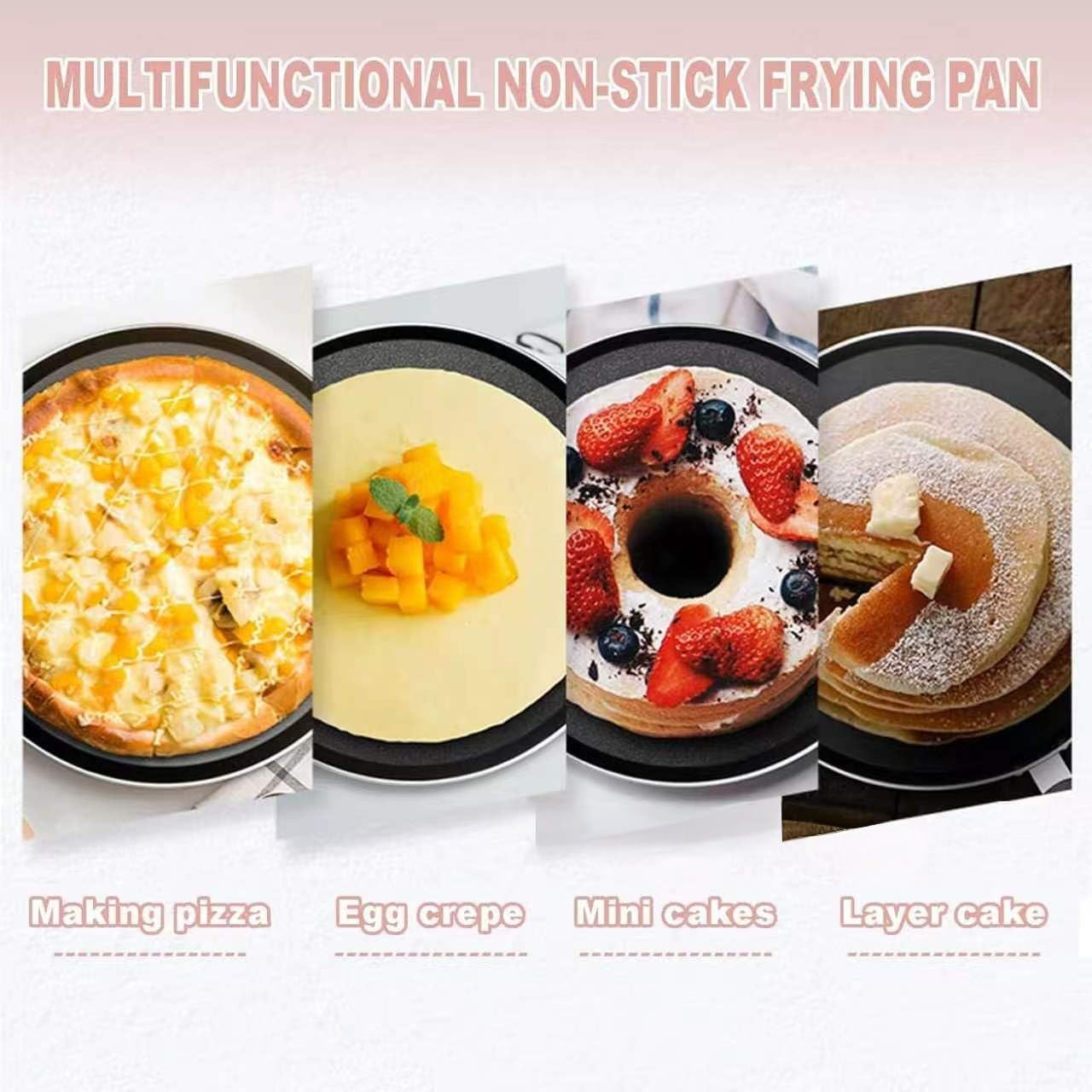 10-inch Nonstick Crepe Pan With Ceramic Coating - Versatile Skillet For Pancakes, Roti, Pizza & Omelets - Induction & Gas Compatible, Durable Black Frying Pan Black 8in/22cm