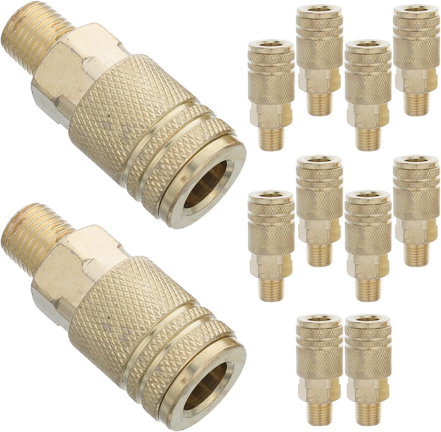 12pcs /4 Npt Male and Female Quick Connect Air Hose Fitting for Air-driven Equipment and Spray Guns, Cast Steel Sturdy Coupler with Locking Sleeve, Supports Smooth Gas Flow