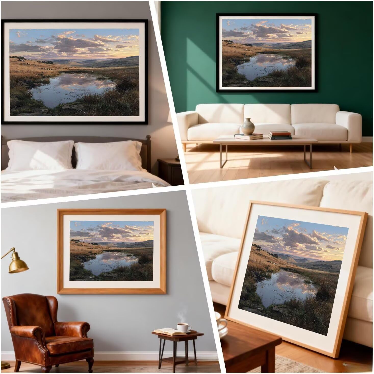 Malen Nach Zahlen Erwachsene, DIY Ölgemälde Kit Wiese See 60x80cm 0-F-22 | Paint by Numbers Mit 3 - Pinseln und Acrylfarbe Knitterfreie Leinwand Kit, als Geschenk für die Wohnraumdekoration
