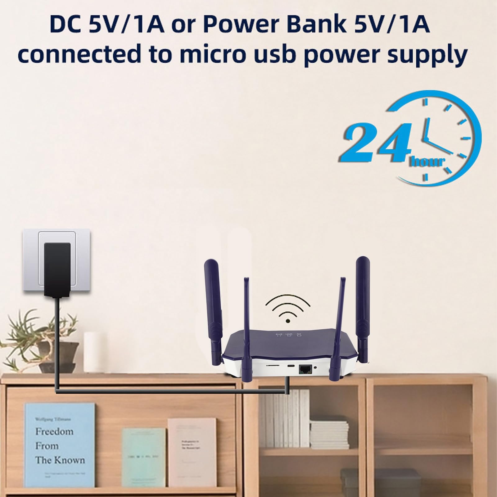 Septpenta Router Wireless 4G LTE, Trasmissione Ad Alta velocità 300Mbps, Router Hotspot Wi Fi, Antenna Ad Alto Guadagno, con Slot per Scheda SIM(Unione Europea)