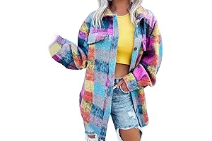 Women's Plaid Flannel Shacket Jacket: Multicolor Style and Warmth