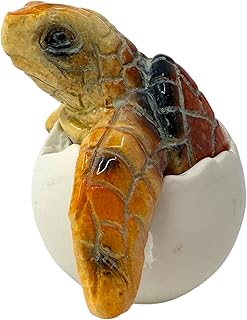 Hatching Baby Sea Turtle - Sculpture Figurine Ocean Marine Decor Baby Turtle in Egg, Brown 2"