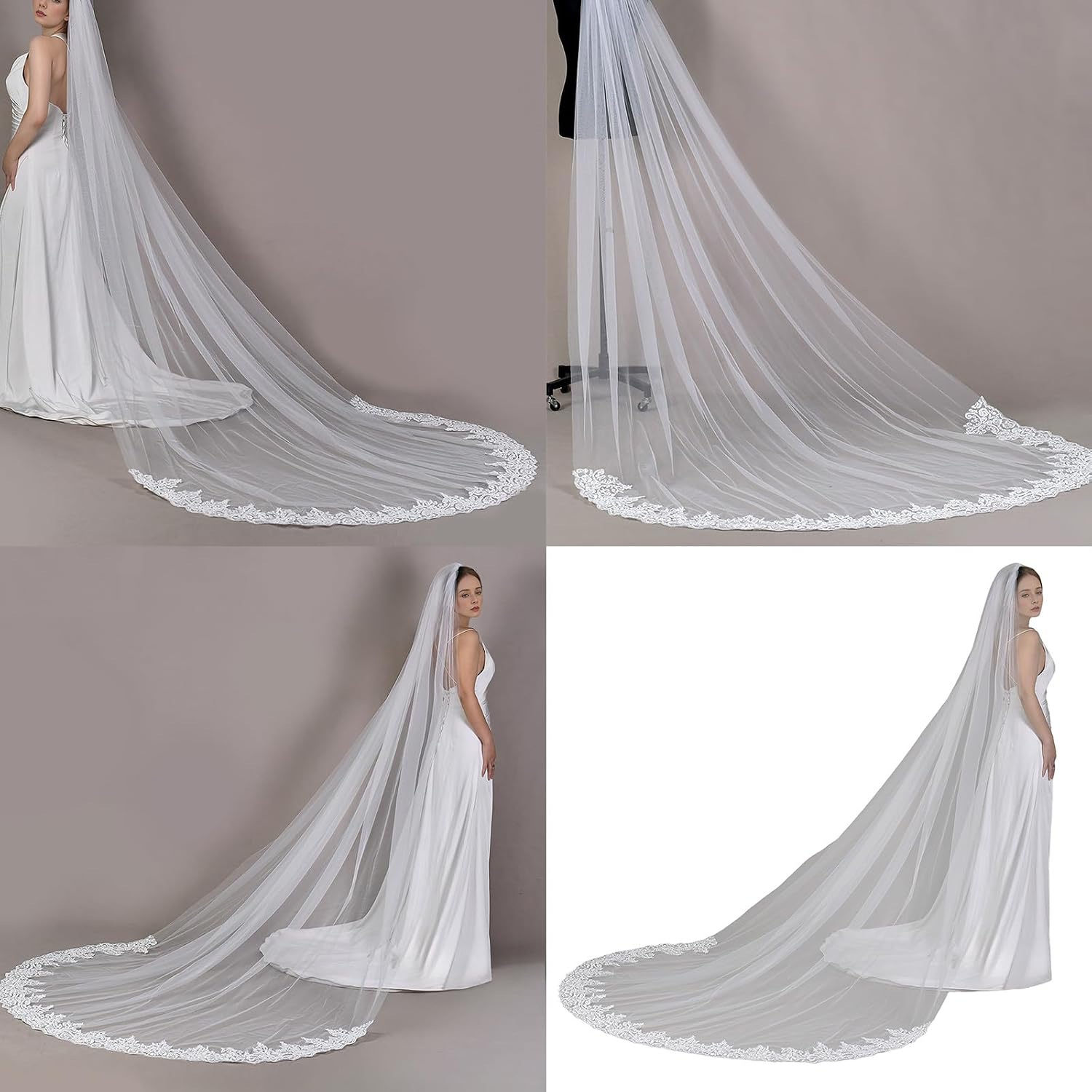 Graceful Lace Embellished Bridal Veil Single Layer Sheer Headpiece for Wedding Wedding Headpiece Breathable