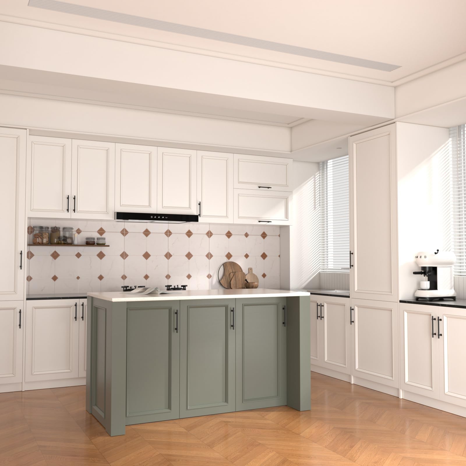 LONTON - Maniglie per mobili da cucina, 15 pezzi, colore nero, 160 mm, distanza tra i fori