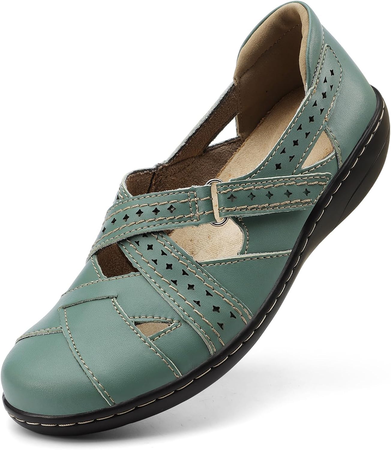 Women's Genuine Leather Casual Slip-On Flat Sandals Angola Ubuy