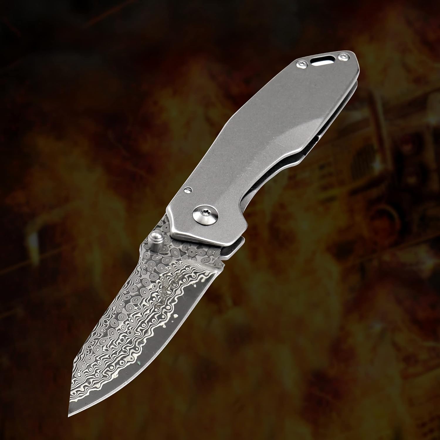 Father‘s Day Mother‘s Day & Birthday Gift for Him Her: ALBATROSS 7" EDC Simple Practical Folding Knife Liner Lock Pocket Knife with Modern VG10 Damascus Steel Blade,Retro Satinwash Handle,Belt Clip and Brown Gift Box