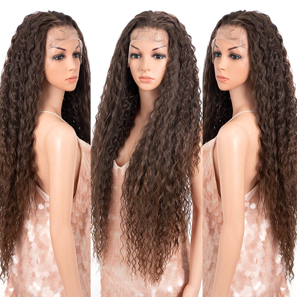 Style Icon 36” Super Long Curly Wig Easy 360 Lace Front Ombre Blonde Wig 13x4 Pre-Plucked Hairline Free Part Full Frontal With Baby Hair Heat Resistant(36", T1B/30)