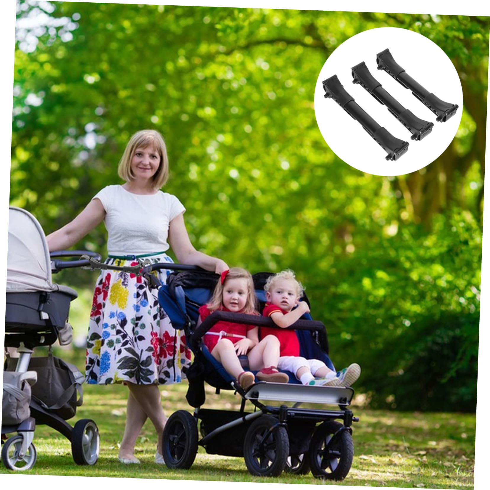 Conectores para Cochecito Gemelo de Aluminio Ligero y Longitud Ajustable, Pack de 3 Piezas para Unir Carritos de Ñiño en Parques Temáticos y Viajes