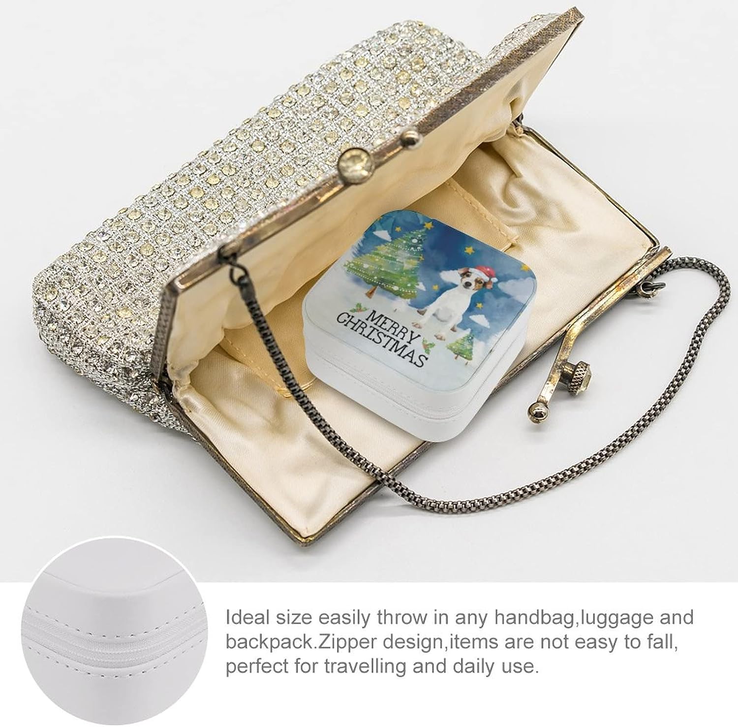 Merry Christmas Dog Pet Mudhol Hound Jewelry Box Fun Animal PU Small Portable Travel Case Holiday Organizer Display Storage Holder Box for Rings, Earrings, Necklaces, Bracelets image 3