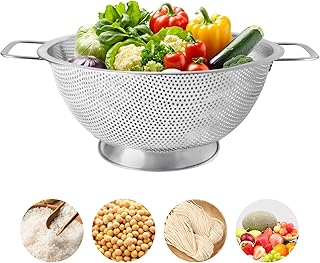 Filtro de aço inoxidável, coador de massa com asasas, peneiras de cozinha, escorredor de legumes, para massa de frutas arroz, diâmetro interior, 22,5 cm x 9,9 cm